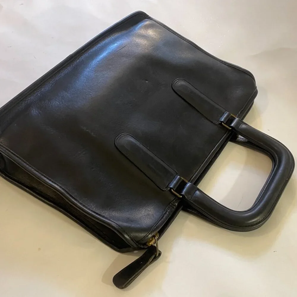 Rare Pre-Serial Number Coach Briefcase Bag - Bonnie Cashin Era - Black Leather -